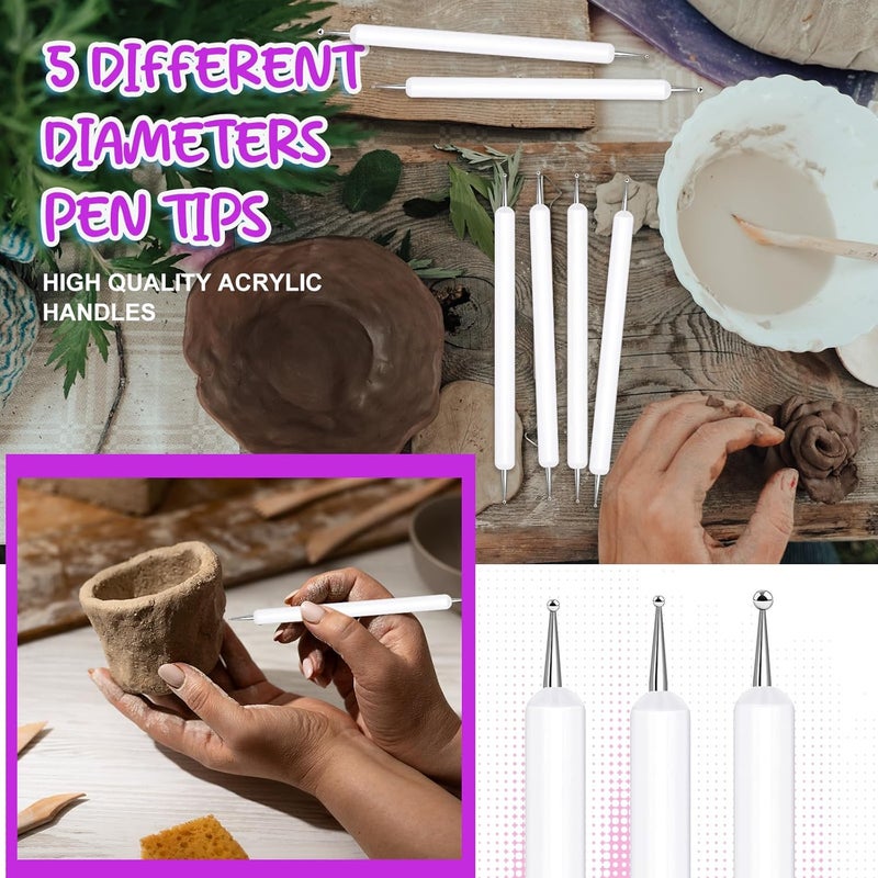 Ashmacdo 20 Pcs Dotting Tools for Painting,Ball Embossing Stylus for Transfer Paper,Tracing Tools for Drawing, Embossing Tools for Paper, Art Dotting Tools for Nail Art (White) - Image 3